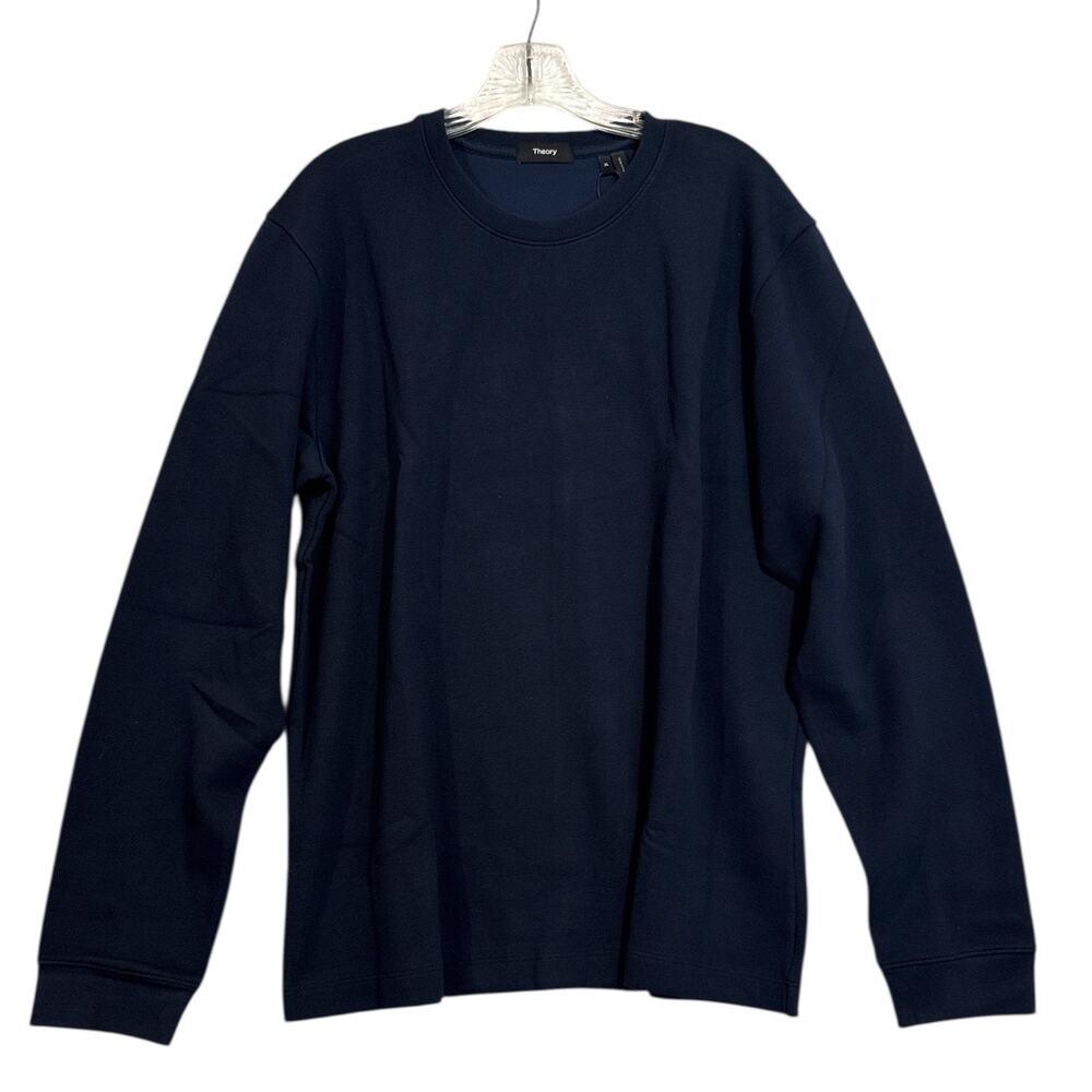 Theory Jocelin LS Double Piqué Crewneck Top Baltic Navy Men’s XL NEW